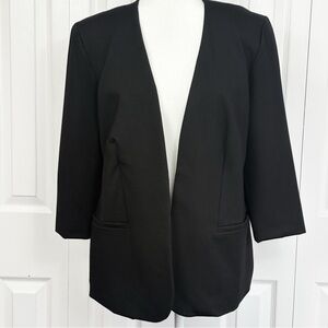 NWT W by Wantable Black Ponte Knit Clean Open Front Blazer Jacket Large